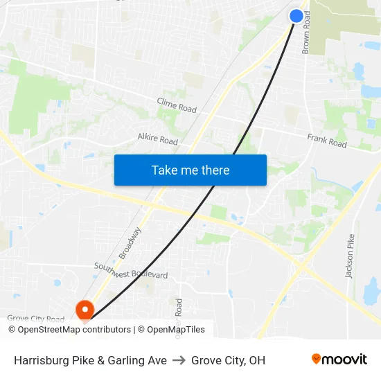 Harrisburg Pike & Garling Ave to Grove City, OH map