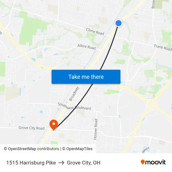 1515 Harrisburg Pike to Grove City, OH map