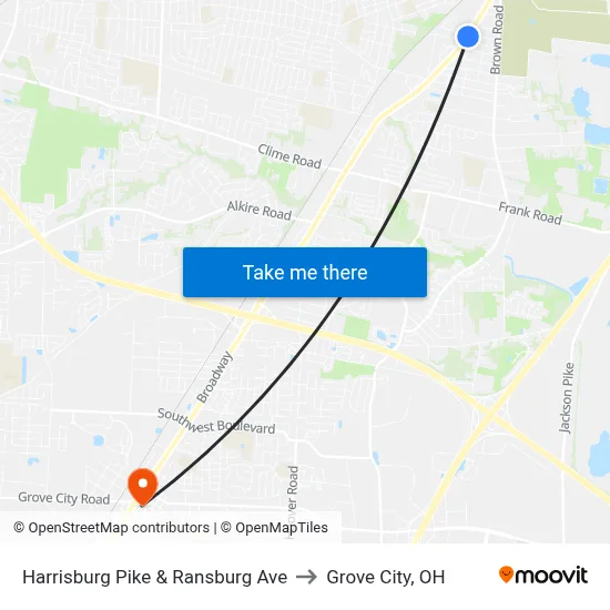 Harrisburg Pike & Ransburg Ave to Grove City, OH map