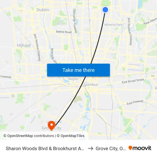 Sharon Woods Blvd & Brookhurst Ave to Grove City, OH map