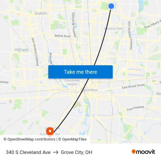 340 S Cleveland Ave to Grove City, OH map
