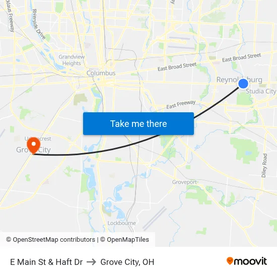 E Main St & Haft Dr to Grove City, OH map