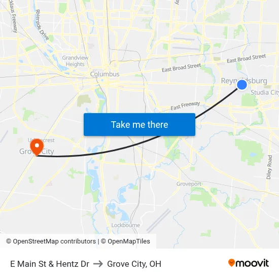 E Main St & Hentz Dr to Grove City, OH map