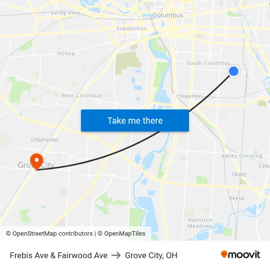 Frebis Ave & Fairwood Ave to Grove City, OH map