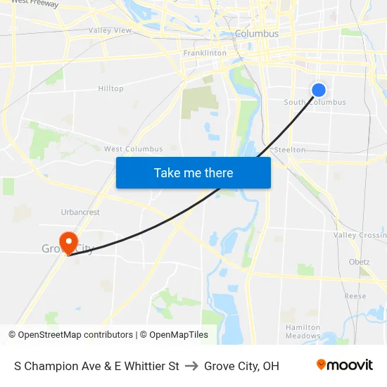 S Champion Ave & E Whittier St to Grove City, OH map