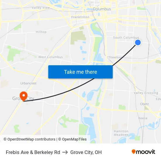 Frebis Ave & Berkeley Rd to Grove City, OH map