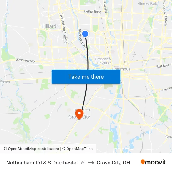 Nottingham Rd & S Dorchester Rd to Grove City, OH map