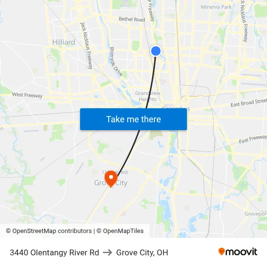 3440 Olentangy River Rd to Grove City, OH map