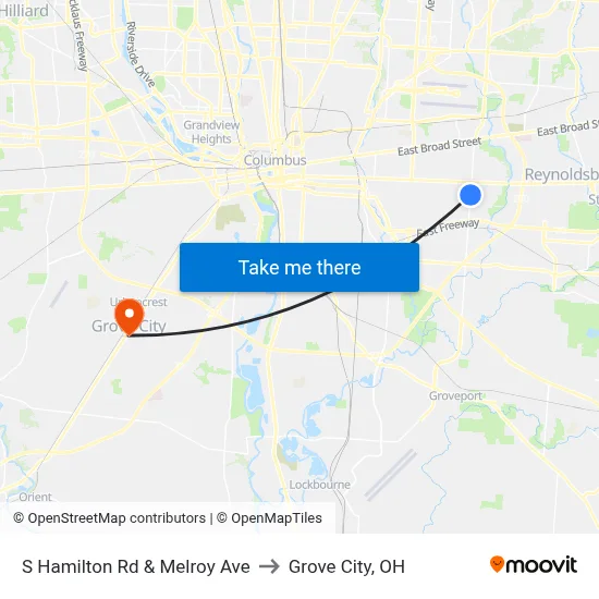 S Hamilton Rd & Melroy Ave to Grove City, OH map