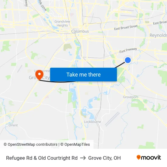Refugee Rd & Old Courtright Rd to Grove City, OH map