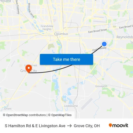 S Hamilton Rd & E Livingston Ave to Grove City, OH map