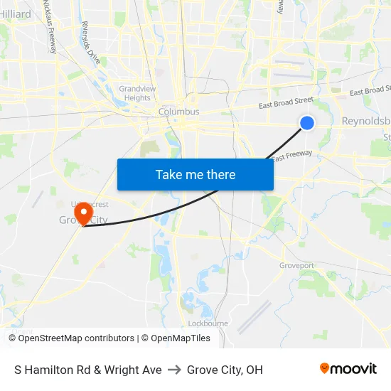 S Hamilton Rd & Wright Ave to Grove City, OH map