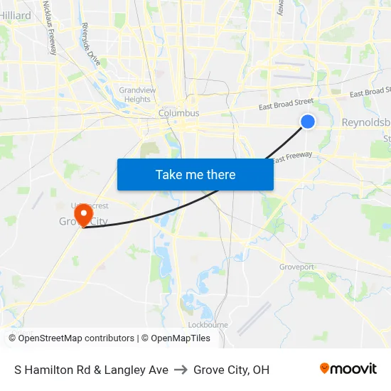 S Hamilton Rd & Langley Ave to Grove City, OH map