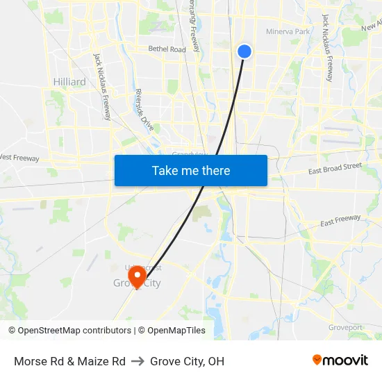 Morse Rd & Maize Rd to Grove City, OH map
