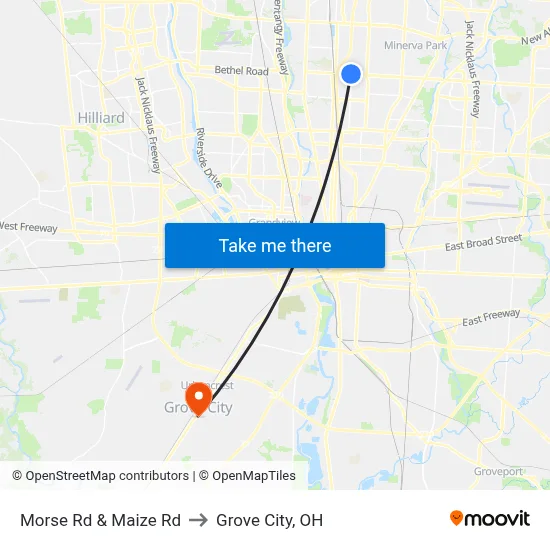 Morse Rd & Maize Rd to Grove City, OH map