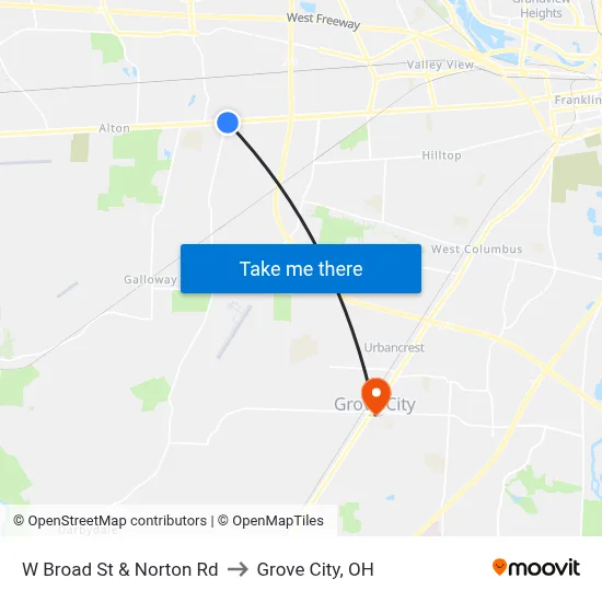 W Broad St & Norton Rd to Grove City, OH map