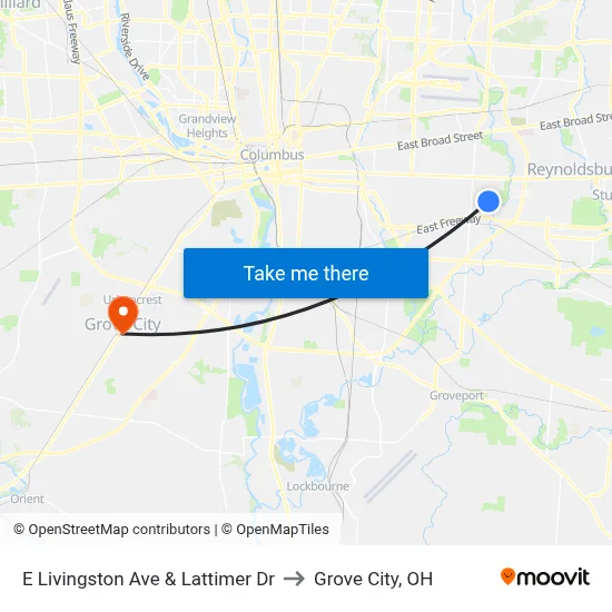 E Livingston Ave & Lattimer Dr to Grove City, OH map
