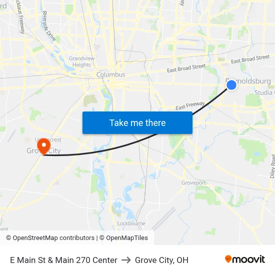 E Main St & Main 270 Center to Grove City, OH map