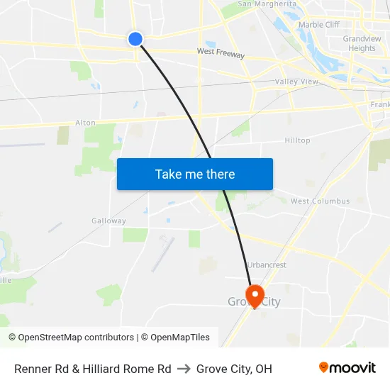 Renner Rd & Hilliard Rome Rd to Grove City, OH map