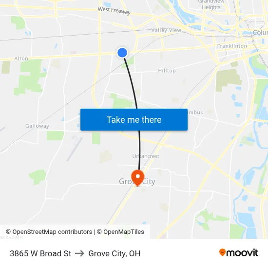 3865 W Broad St to Grove City, OH map