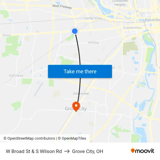 W Broad St & S Wilson Rd to Grove City, OH map