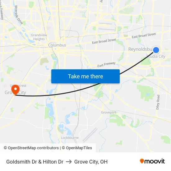 Goldsmith Dr & Hilton Dr to Grove City, OH map