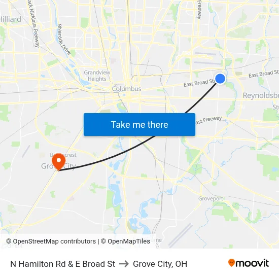 N Hamilton Rd & E Broad St to Grove City, OH map