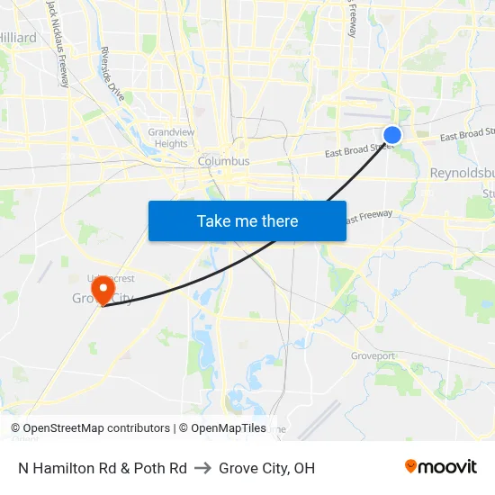 N Hamilton Rd & Poth Rd to Grove City, OH map