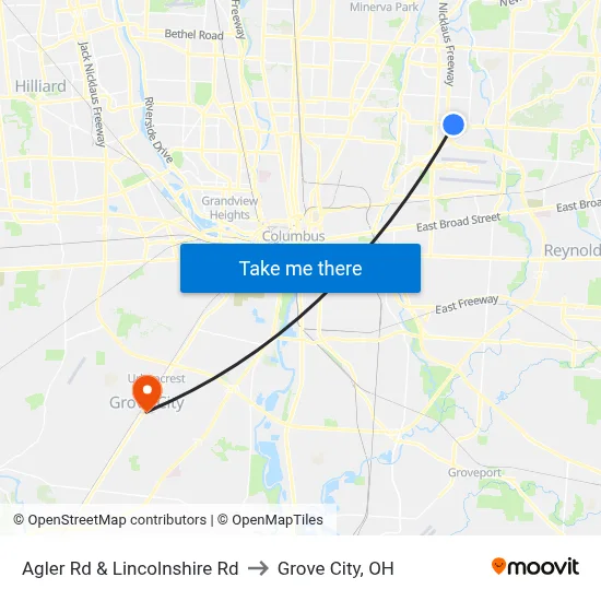 Agler Rd & Lincolnshire Rd to Grove City, OH map