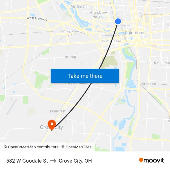 582 W Goodale St to Grove City, OH map