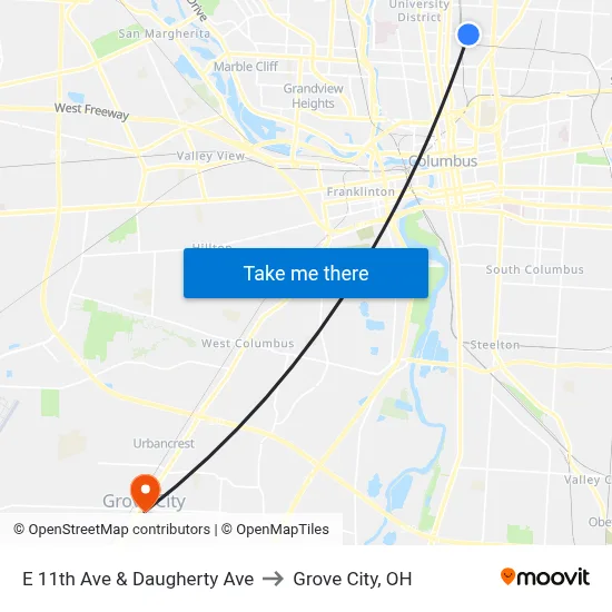 E 11th Ave & Daugherty Ave to Grove City, OH map