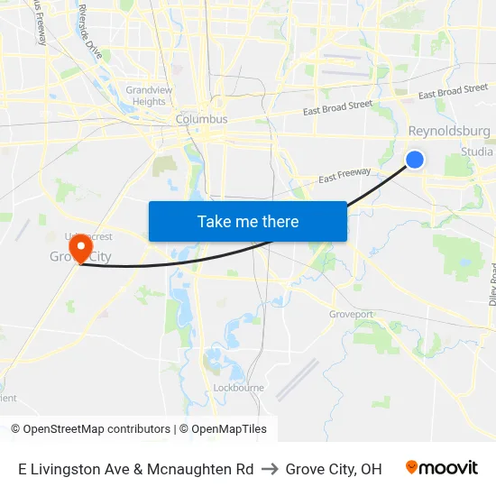 E Livingston Ave & Mcnaughten Rd to Grove City, OH map