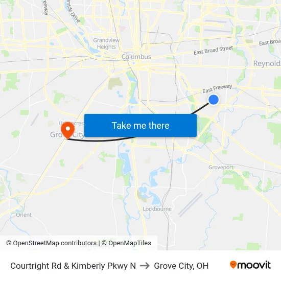 Courtright Rd & Kimberly Pkwy N to Grove City, OH map