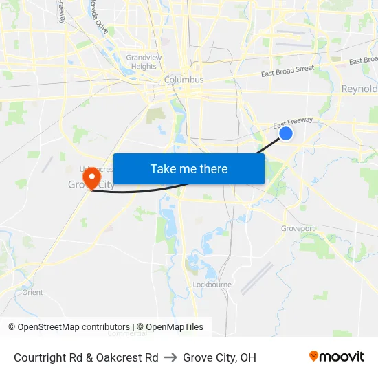 Courtright Rd & Oakcrest Rd to Grove City, OH map
