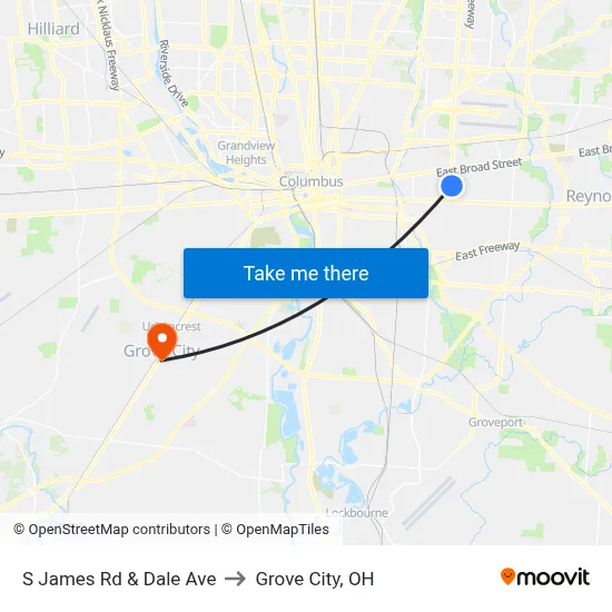 S James Rd & Dale Ave to Grove City, OH map