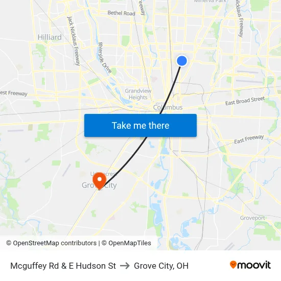 Mcguffey Rd & E Hudson St to Grove City, OH map