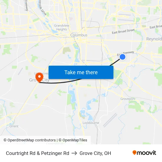 Courtright Rd & Petzinger Rd to Grove City, OH map