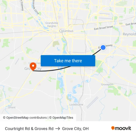 Courtright Rd & Groves Rd to Grove City, OH map