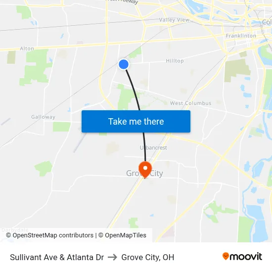 Sullivant Ave & Atlanta Dr to Grove City, OH map