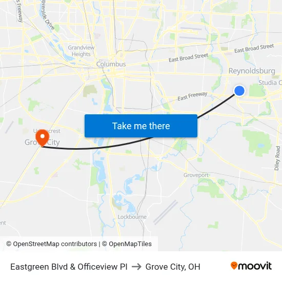 Eastgreen Blvd & Officeview Pl to Grove City, OH map