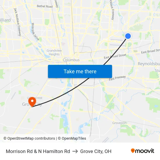 Morrison Rd & N Hamilton Rd to Grove City, OH map