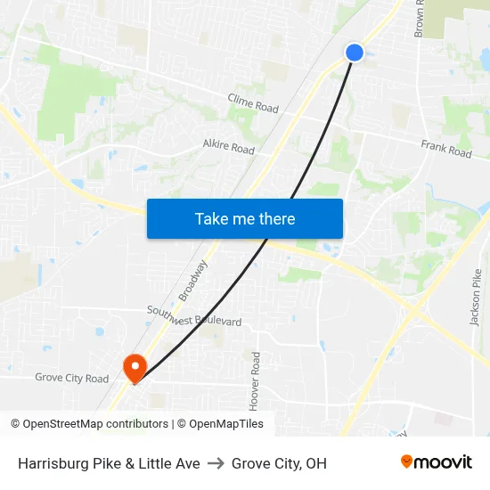 Harrisburg Pike & Little Ave to Grove City, OH map