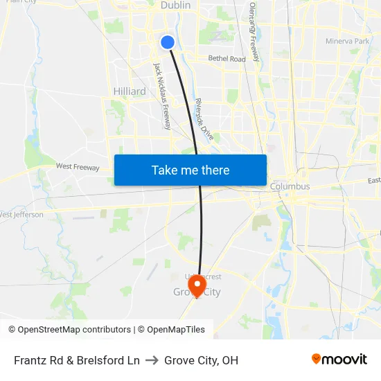 Frantz Rd & Brelsford Ln to Grove City, OH map