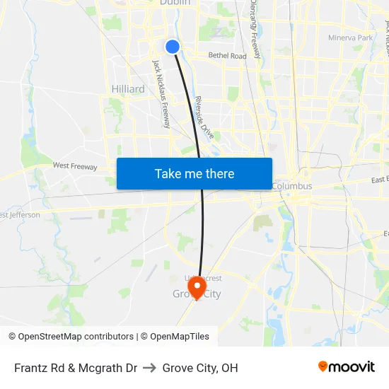 Frantz Rd & Mcgrath Dr to Grove City, OH map
