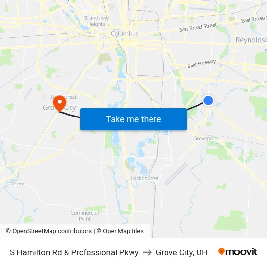 S Hamilton Rd & Professional Pkwy to Grove City, OH map