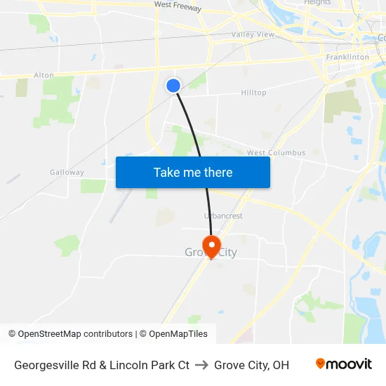 Georgesville Rd & Lincoln Park Ct to Grove City, OH map