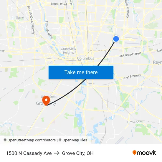 1500 N Cassady Ave to Grove City, OH map