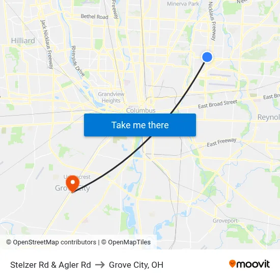 Stelzer Rd & Agler Rd to Grove City, OH map