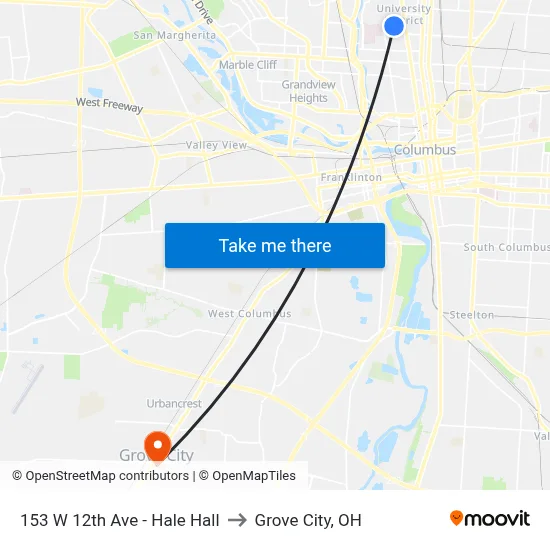 153 W 12th Ave - Hale Hall to Grove City, OH map