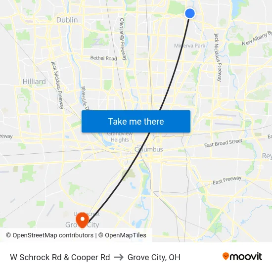 W Schrock Rd & Cooper Rd to Grove City, OH map
